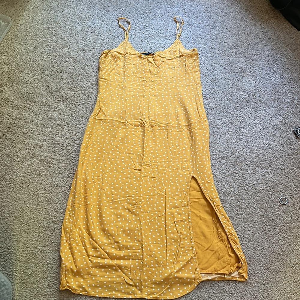 Abercrombie and Fitch Women’s Yellow Polka Dot Midi Dress size Large L - Picture 3 of 7